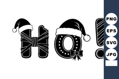 Bold Monochrome Ho! Lettering with Santa Hats &amp; Candy Product Image 1