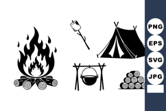 Minimalist Camping Silhouette Icon Set Product Image 1