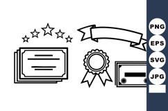 Minimalist Line Art Certificate Award Icons Product Image 1