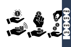 Minimalist Money Hands Financial Icon Set Product Image 1