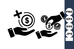 Minimalist Hands Exchanging Dollar Coins Icon Set Product Image 1