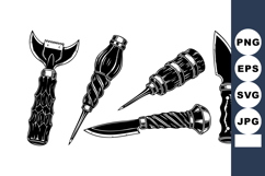 Tattoo Flash Chisels and Knives Vector Set Product Image 1
