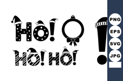 Monochrome Christmas Ho Ho Ho Lettering Set with Hats Product Image 1