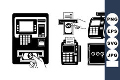 Minimalist Flat Banking Icons ATM Cash Receipt Terminal Safe Product Image 1