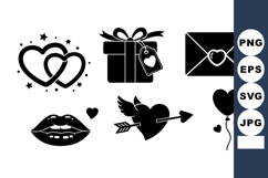 Minimalist Black Valentine Icon Set Product Image 1
