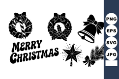 Monochrome Flat Christmas Wreaths, Candy Cane &amp; Icons Product Image 1
