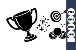 Black Trophy Target And Dollar Reward Icons Product Image 1