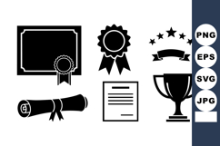 Minimalist Flat Award Icon Set with Trophy &amp; Rosette Product Image 1