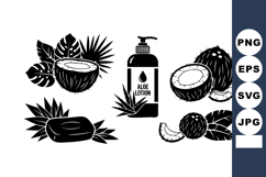 Monochrome Flat Cosmetic Set: Coconut, Aloe, Soap &amp; Leaves Product Image 1
