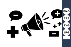 Minimalist Megaphone Icon with Plus and Minus Symbols Product Image 1