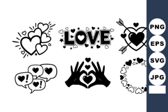 Bold Doodle Hearts Love Clipart Set Product Image 1
