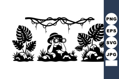 Monochrome Jungle Child Explorer Silhouette Product Image 1