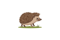 Cute hedgehog walking on green grass in a minimalistic style Product Image 1