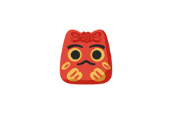 Cute red daruma doll with yellow accents in a minimalistic f Product Image 1