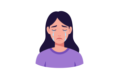 Sad woman with tears on her cheeks in flat vector art style Product Image 1