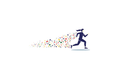 Dynamic woman running forward in a colorful trail, minimal f Product Image 1