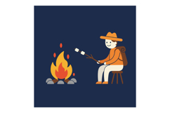A cheerful camper roasting marshmallows over a cozy campfire Product Image 1