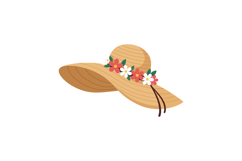 A stylish wide-brimmed straw hat adorned with colorful flowe Product Image 1