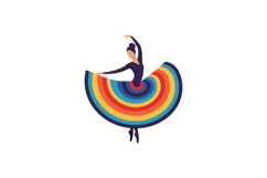 Colorful dancer in a swirling rainbow skirt performing grace Product Image 1