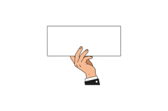 A hand holding a blank sign in a minimal flat design vector Product Image 1