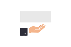 Hand with open palm presenting a blank rectangular space in Product Image 1