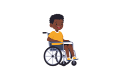 Young boy in a wheelchair smiling cheerfully, flat design ve Product Image 1