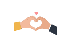 Two hands forming a heart shape with a pink heart above in f Product Image 1