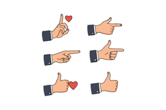 Hands gesturing love and direction in a minimal flat design Product Image 1