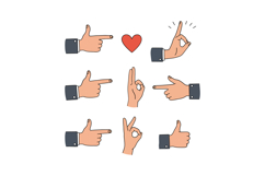 Collection of gesturing hands forming symbols in a playful f Product Image 1