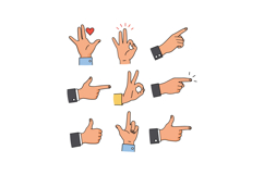 Hand gestures showcasing emotions and actions in minimal vec Product Image 1