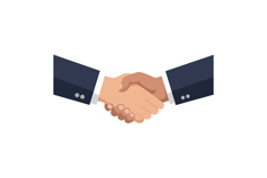 Two hands shaking in a professional setting, flat design vec Product Image 1