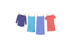 Colorful clothes hanging on a clothesline in a flat design v Product Image 1