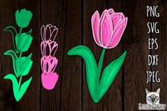 3d layered papercut Tulip svg, multilayered flower svg Product Image 1
