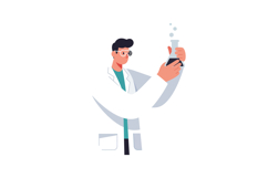 Scientist in lab coat holding a flask in flat vector art Product Image 1