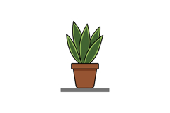 Green succulent plant in a brown pot flat vector illustratio Product Image 1