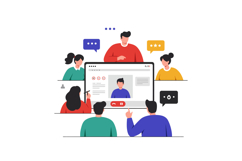 Engaging virtual meeting scene with colorful characters in f Product Image 1