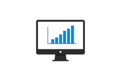 Computer screen displaying a bar graph in minimal vector art Product Image 1