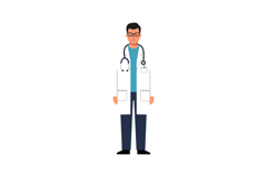 Doctor character in white coat with stethoscope flat vector Product Image 1