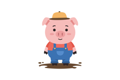 Cute cartoon pig character in flat design style vector art Product Image 1