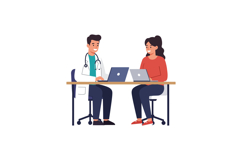 Doctor and patient discussing health options in flat vector Product Image 1