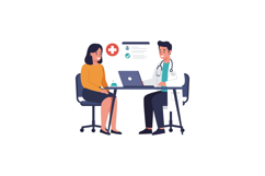 Doctor consulting with patient in minimal flat style vector Product Image 1