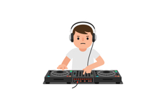 Young DJ performing at a music event in minimal vector illus Product Image 1
