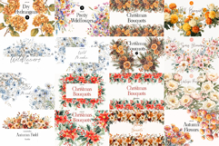 Big Watercolor Flowers Bundle 300 Floral Bouquets, Borders Product Image 7