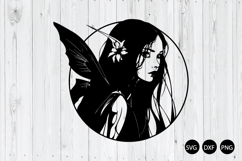 Gothic Fairy Girl SVG, Dark Fairy SVG, Celestial SVG Product Image 1