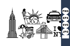 New York City landmarks vector set featuring Empire State Bu Product Image 1