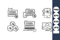 Cyber Monday ecommerce shopping discount icons with digital Product Image 1