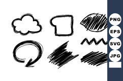 Hand-drawn black sketch shapes including cloud speech bubble Product Image 1
