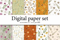 Wildflowers Aesthetics Digital Paper, Meadow Flowers Product Image 1