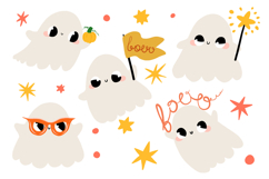 Cute Halloween Ghosts Clipart Set Spooky Horror Product Image 1