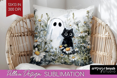 Cute Ghost Pillow Sublimation - Spooky Halloween Pillow PNG Product Image 1